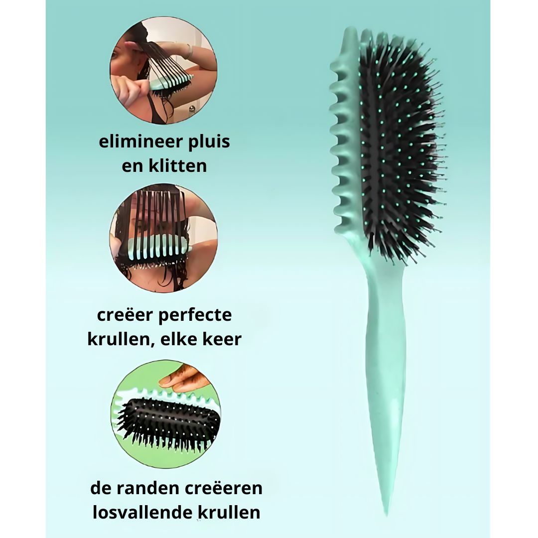 KrulFix kruldefinieer borstel – voor perfect gedefinieerde krullen met een natuurlijk volume. Nu 1+1 gratis voor een onweerstaanbare look.
