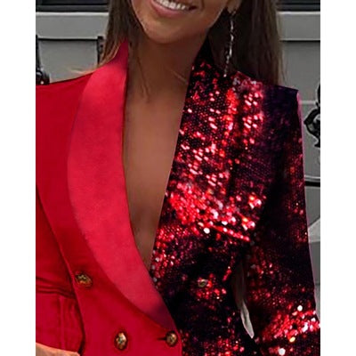Feestelijke blazerjurk met glitters – Stijlvolle en glamoureuze jurk voor de feestdagen, voor een sprankelende en elegante uitstraling.