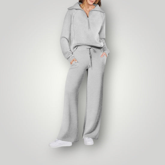 Vivienne stijlvolle tweedelige lounge set voor dames – zachte en comfortabele set van top en broek, perfect voor casual, thuis of lounge-looks.