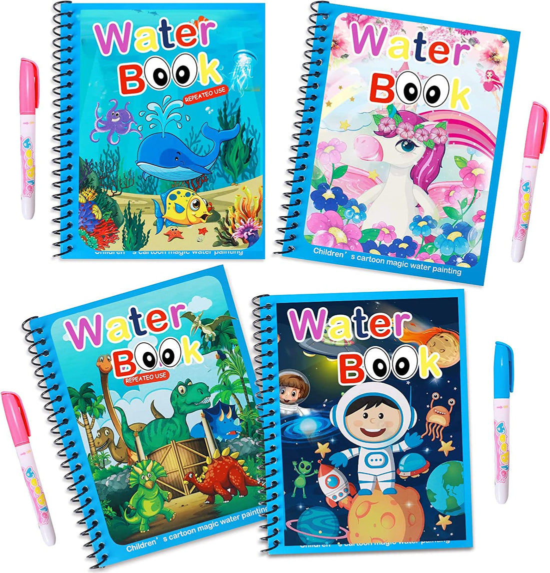 Magic Water Book herbruikbaar kleurboek voor kinderen – creatief en educatief waterkleurboek dat tekenen zonder rommel mogelijk maakt, ideaal voor eindeloos speelplezier.