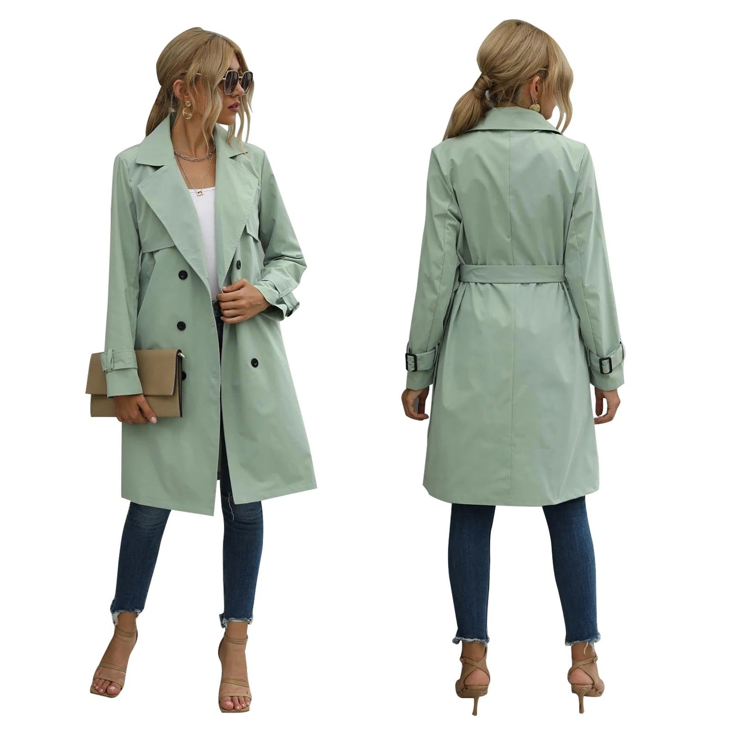 Stijlvolle dames trenchcoat jas met tijdloos ontwerp en verfijnde details.