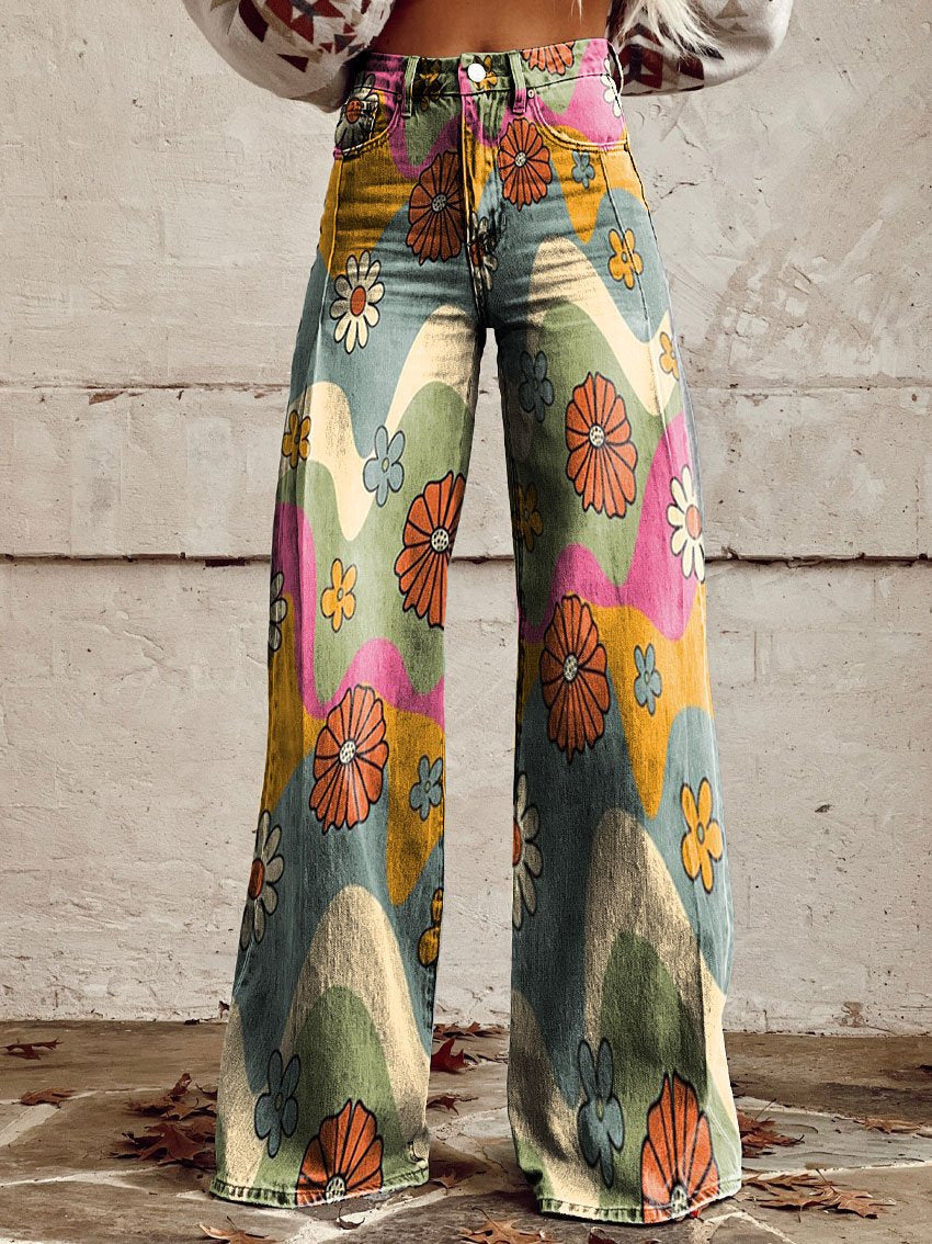 NOLI damesbroek – vrolijke broek met vintage vibe, comfortabele pasvorm en modieuze print voor een speelse en stijlvolle look.