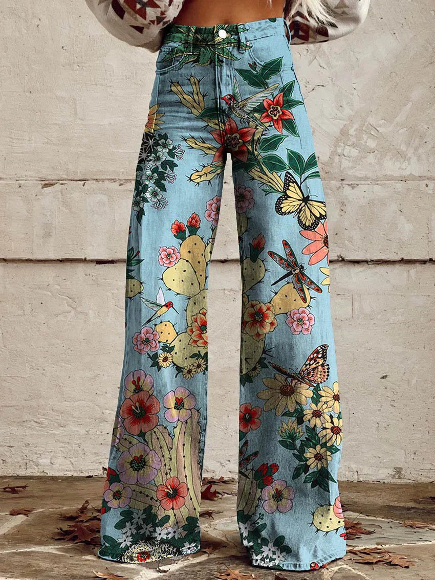 NOLI damesbroek – vrolijke broek met vintage vibe, comfortabele pasvorm en modieuze print voor een speelse en stijlvolle look.