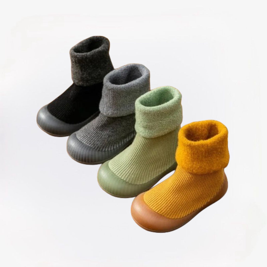 MiniKicks anti-slip peuter sokschoenen – zachte, rekbare stof met gripzool voor optimale veiligheid en comfort tijdens het spelen.