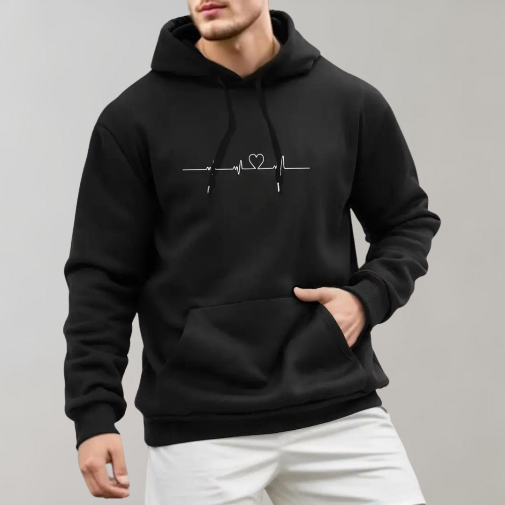 Micha zomerse herenhoodie met hartjesprint – lichtgewicht, ademend materiaal met comfortabele pasvorm en speelse print voor een casual, modieuze look.