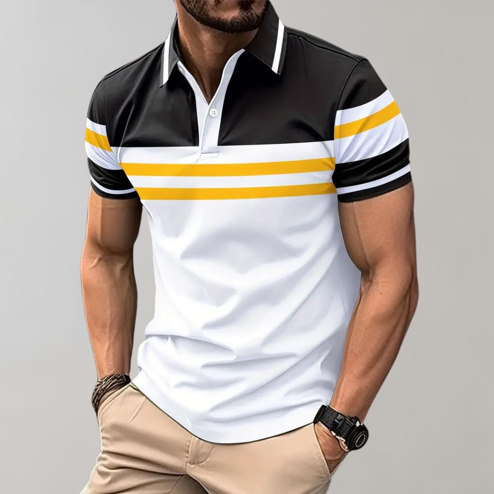 Stef herenpoloshirt met kleurblok in diverse kleuren – ademende stof, comfortabele pasvorm en moderne casual stijl.
