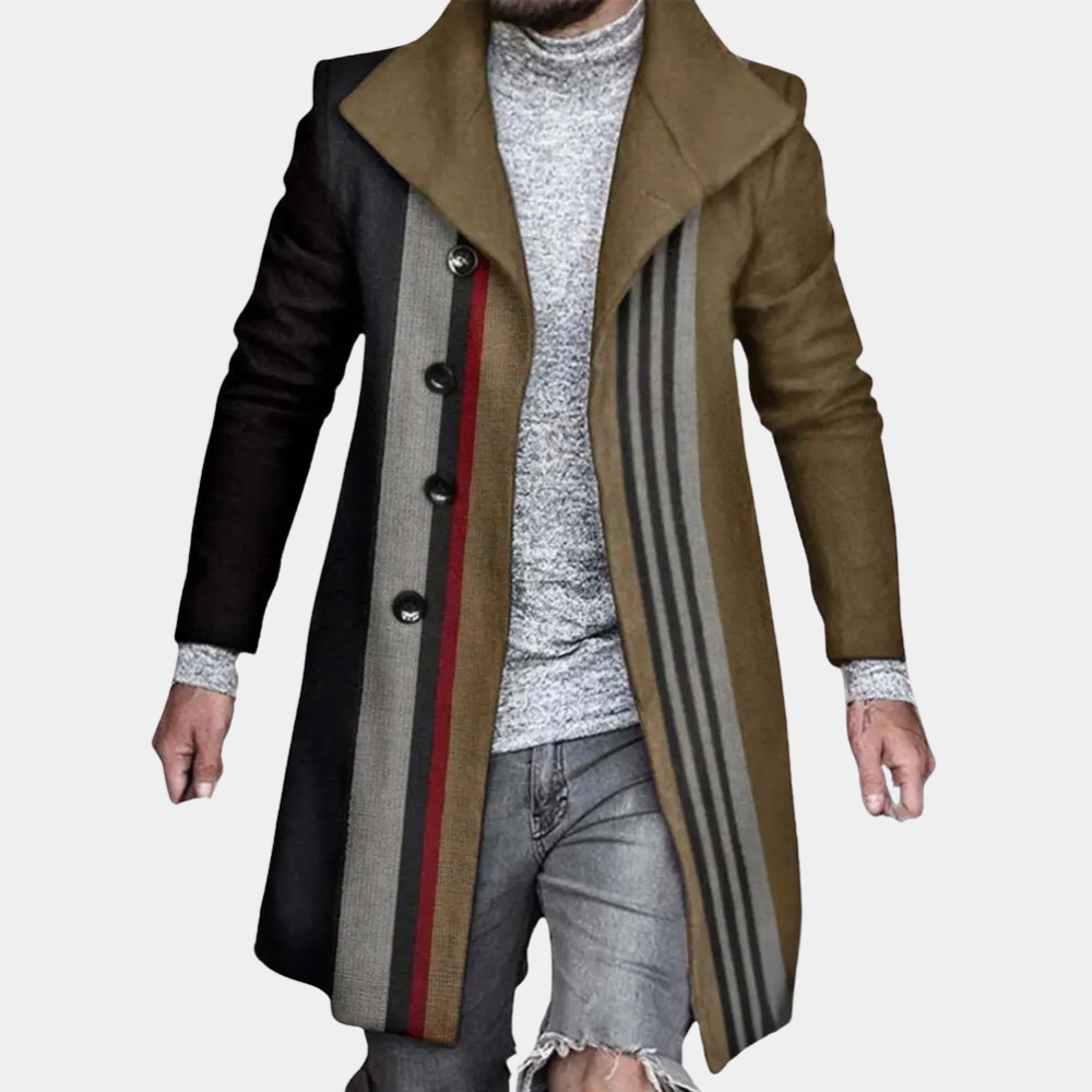 Halflange stijlvolle jas voor heren – Elegante en moderne jas met verfijnde details, perfect voor voor- en najaarsdagen.
