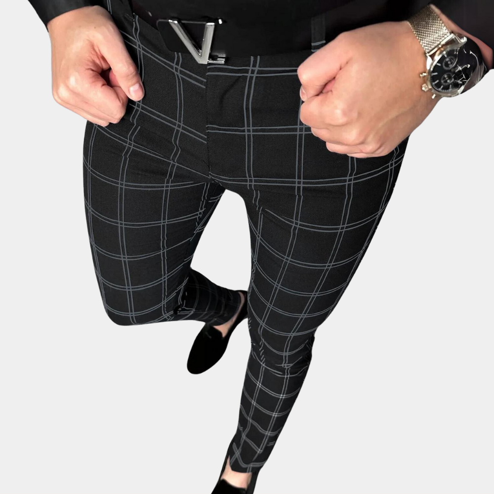 Viktor vintage geruite herenbroek – retro geïnspireerde stijl met rechte pasvorm en zachte stof voor een klassieke, tijdloze look