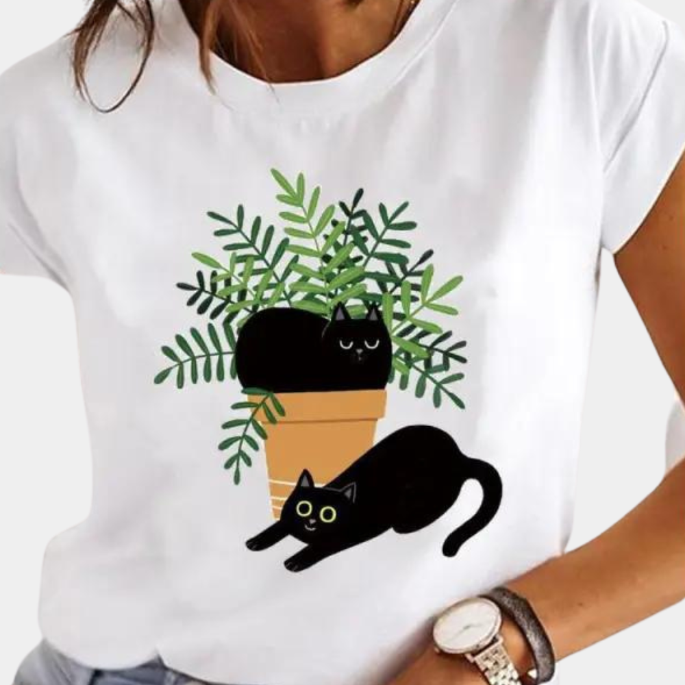 Stijlvol Zomers T-shirt voor Dames – Comfortabel en Ademend Design, Ideaal voor Lente- en Zomeroutfits met een Modieuze Uitstraling.