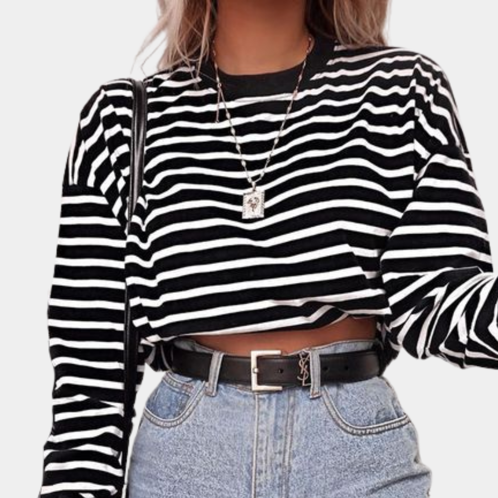 Tesia - Elegante Damestop met Lange Mouwen in Zomerse Stijl – Luchtig, Comfortabel en Perfect voor Warme Dagen met een Trendy Look.