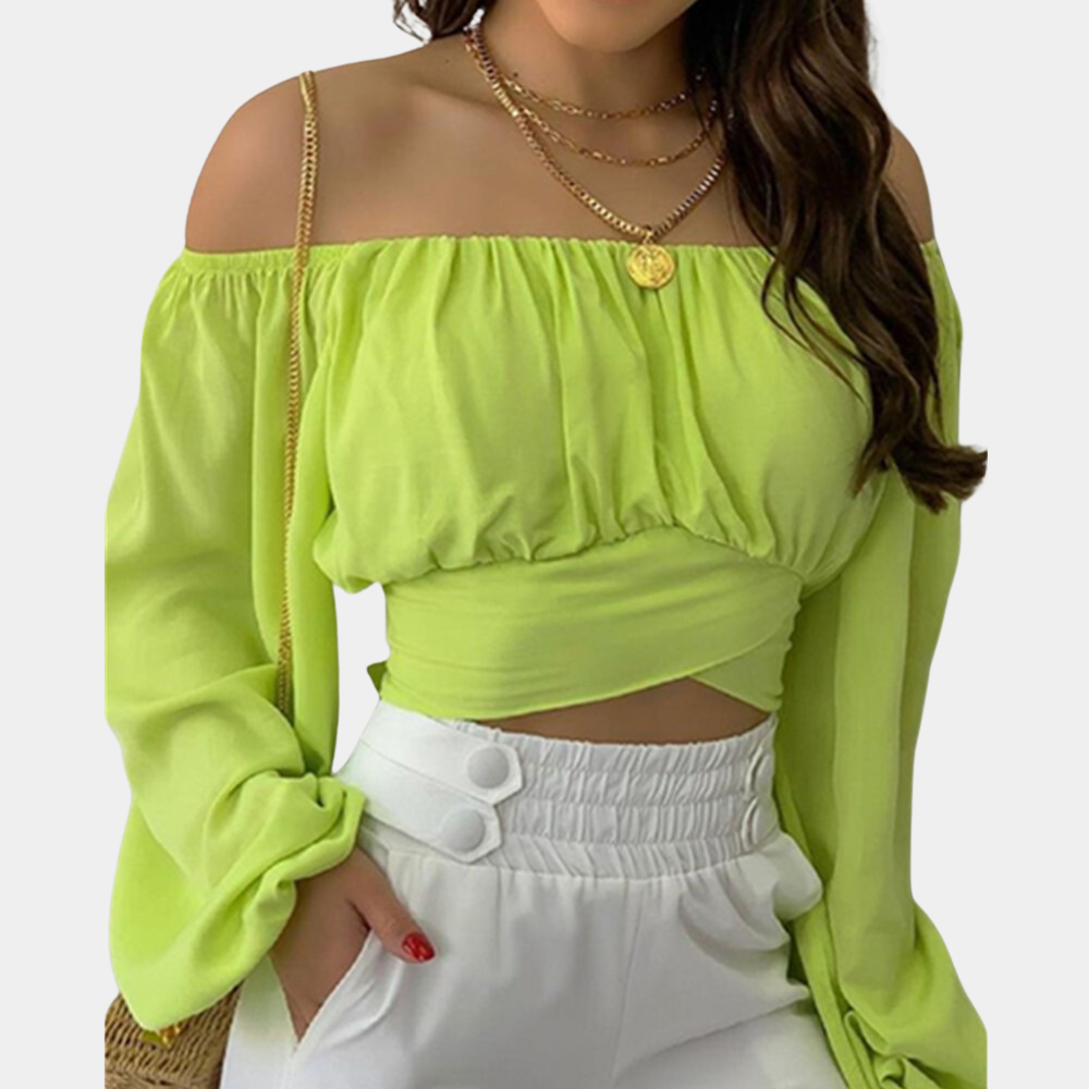 Off-Shoulder Blouse met Lange Mouwen voor Dames – Luchtige Zomerse Stijl, Elegant en Comfortabel voor Warme Dagen en Casual Chic Looks.