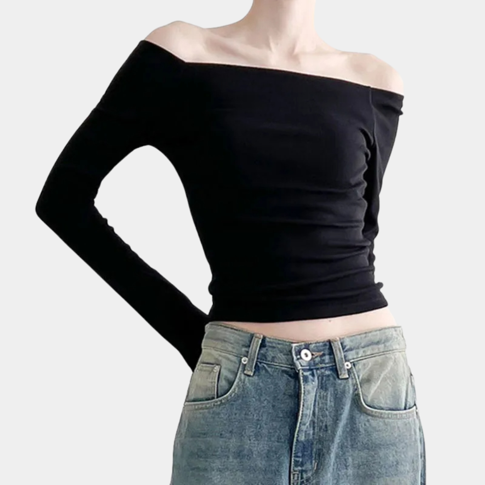 Off‑Shoulder Damestop met Lange Mouwen voor de Zomer – Luchtig, Elastisch en Schoudervrij Design dat elegantie combineert met verkoelend comfort voor trendy warm‑weer outfits.