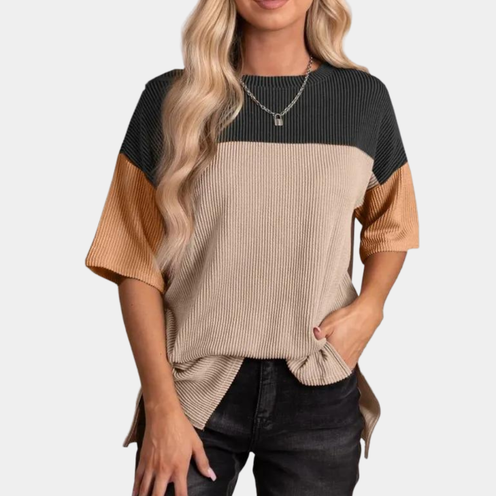Vanna – Casual losvallend zomert-shirt voor vrouwen met ronde hals en korte mouwen, ideaal voor warme dagen en een relaxte stijl.