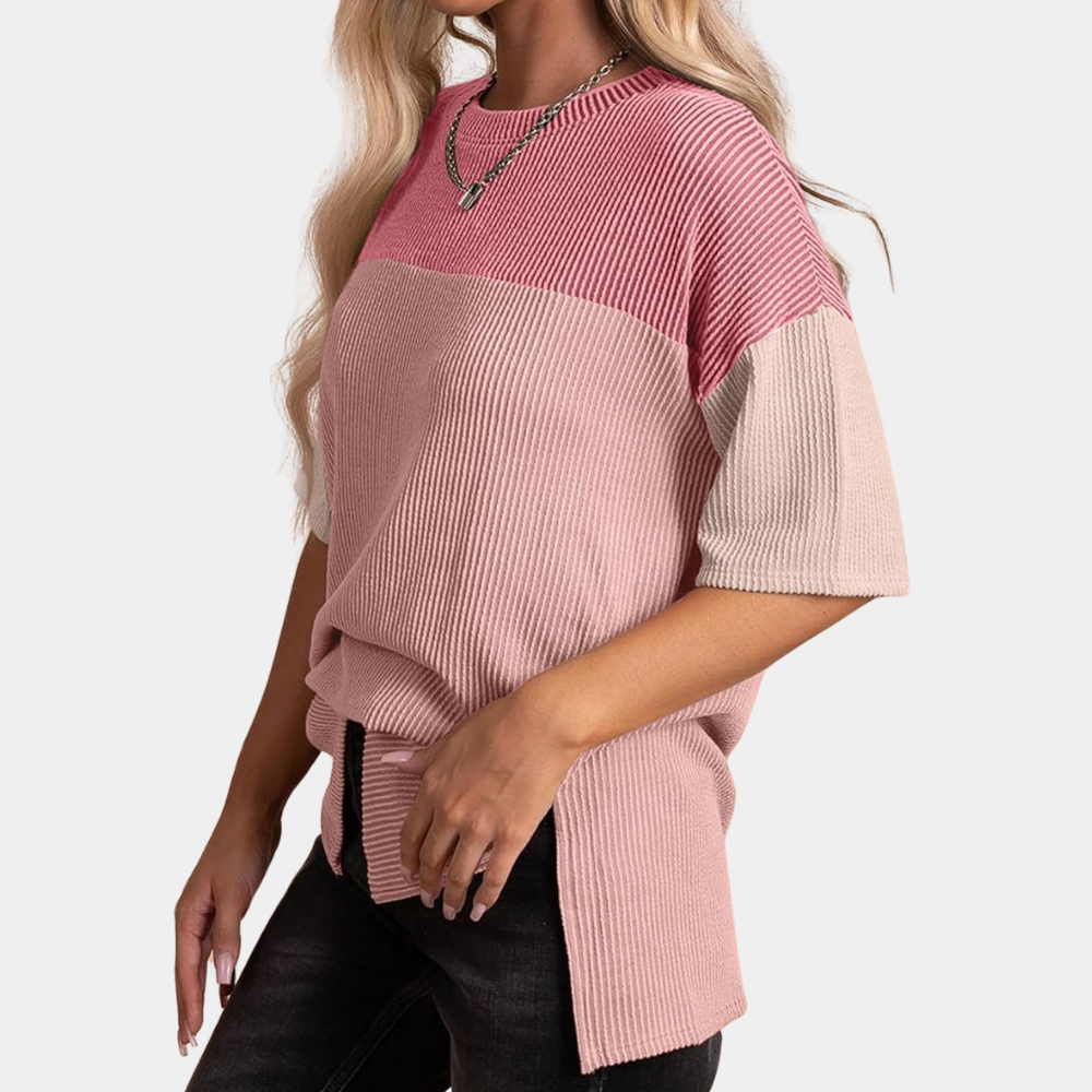 Vanna – Casual losvallend zomert-shirt voor vrouwen met ronde hals en korte mouwen, ideaal voor warme dagen en een relaxte stijl.