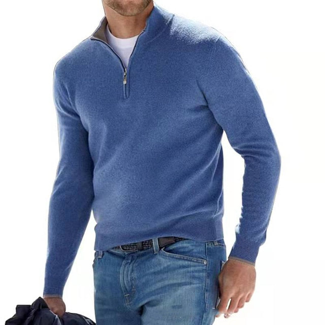 Heren Merino trui van Hugo – luxe wollen trui met V-hals en rits, ademend, warm en stijlvol voor zowel casual als zakelijke outfits.