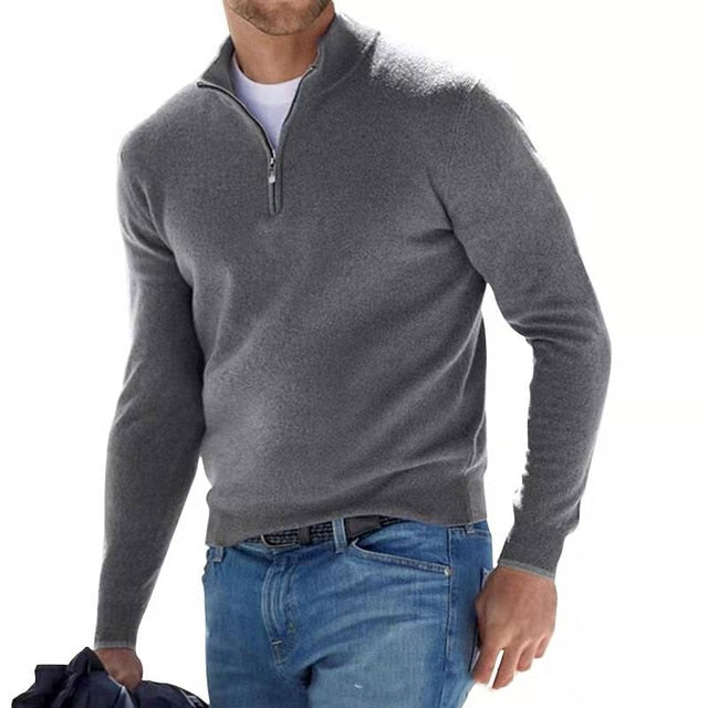 Heren Merino trui van Hugo – luxe wollen trui met V-hals en rits, ademend, warm en stijlvol voor zowel casual als zakelijke outfits.
