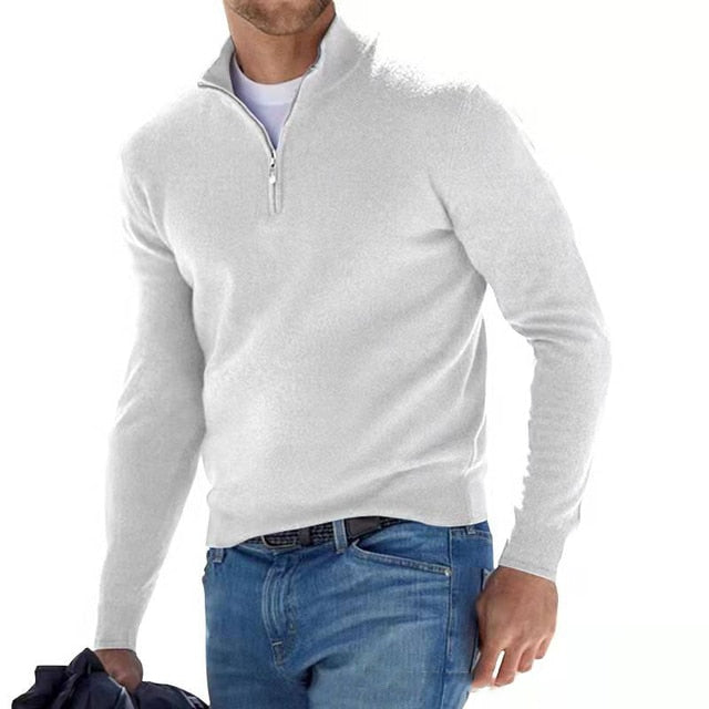 Heren Merino trui van Hugo – luxe wollen trui met V-hals en rits, ademend, warm en stijlvol voor zowel casual als zakelijke outfits.