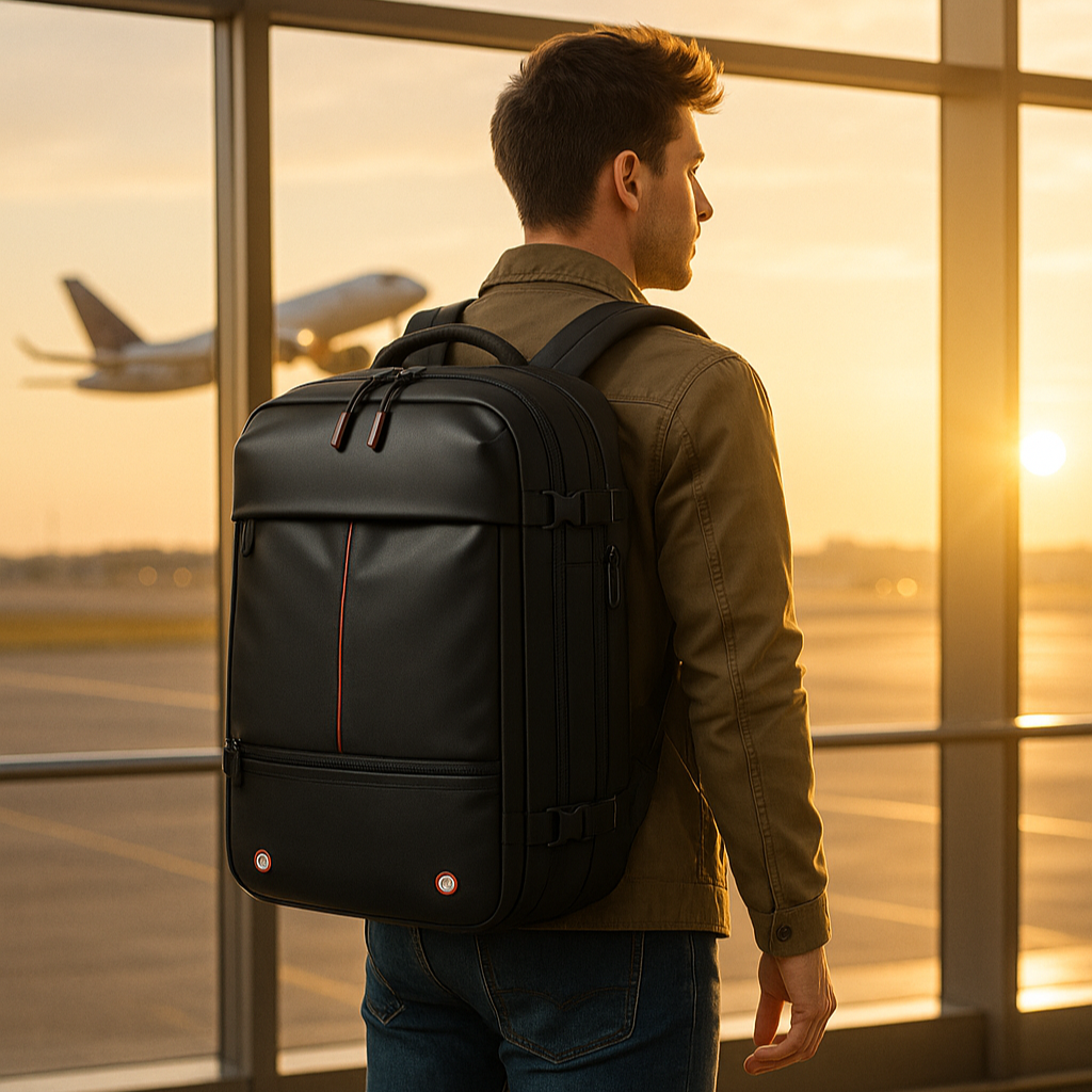 Underseater – Zwarte Lichtgewicht Rugzak – Compact en Ruim Design – Ideaal voor Handbagage, Reizen & Dagelijks Gebruik – Comfortabele Schouderbanden – Waterafstotend Materiaal.