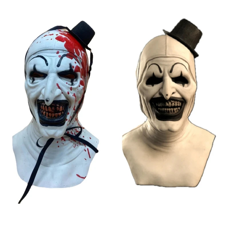 Terrifier clown masker – eng horror maskers voor Halloween en verkleedfeesten, volledig gezichtsmasker van lichtgewicht materiaal voor volwassenen en tieners.