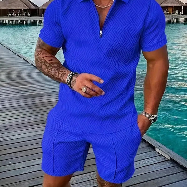 Tweedelige Set met Geribd Poloshirt en Short
