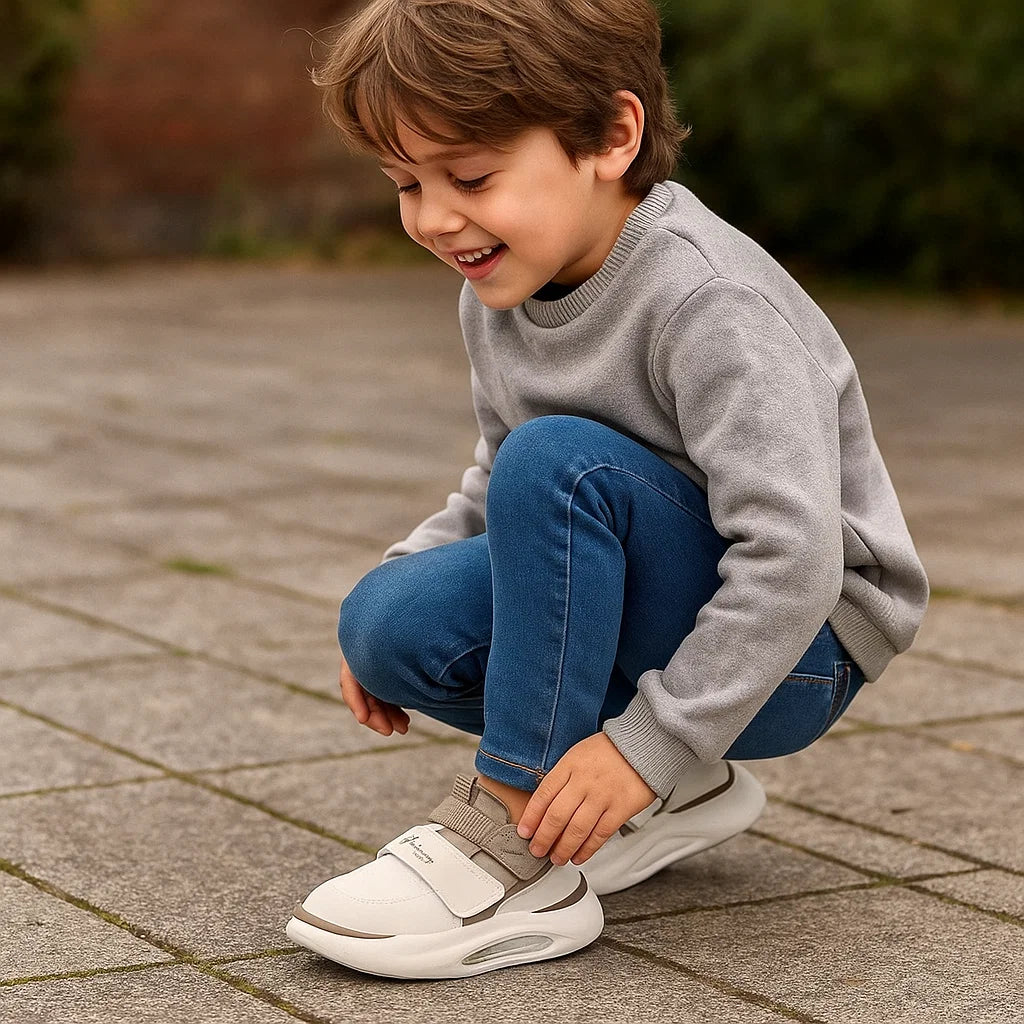 TinyWalk kindersneakers met klittenbandsluiting, lichte en flexibele zool – comfortabel en makkelijk aan- en uit te trekken voor actieve kinderen.