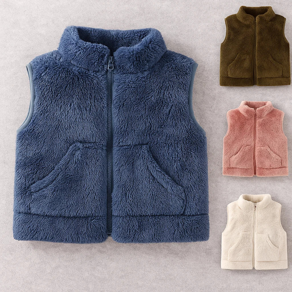 LittleComfy kinder vest met verdikte fleecevoering – warme, zachte stof, comfortabele pasvorm en perfect voor knusse en actieve dagen.