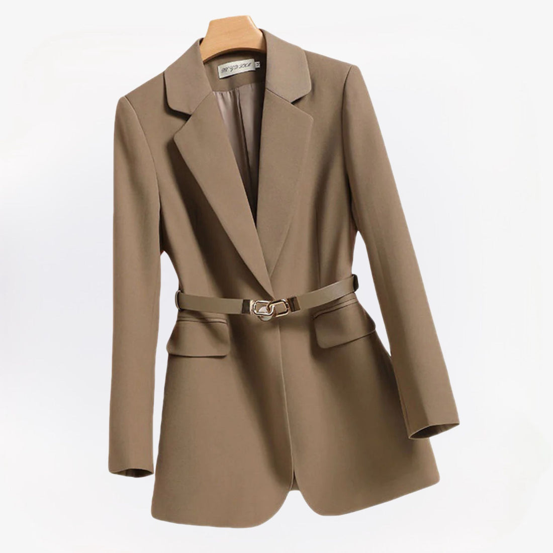 LISA – Nette lange damesblazer met riem, elegante pasvorm en klassieke uitstraling, perfect voor zakelijke outfits, formele gelegenheden of stijlvolle alledaagse looks.