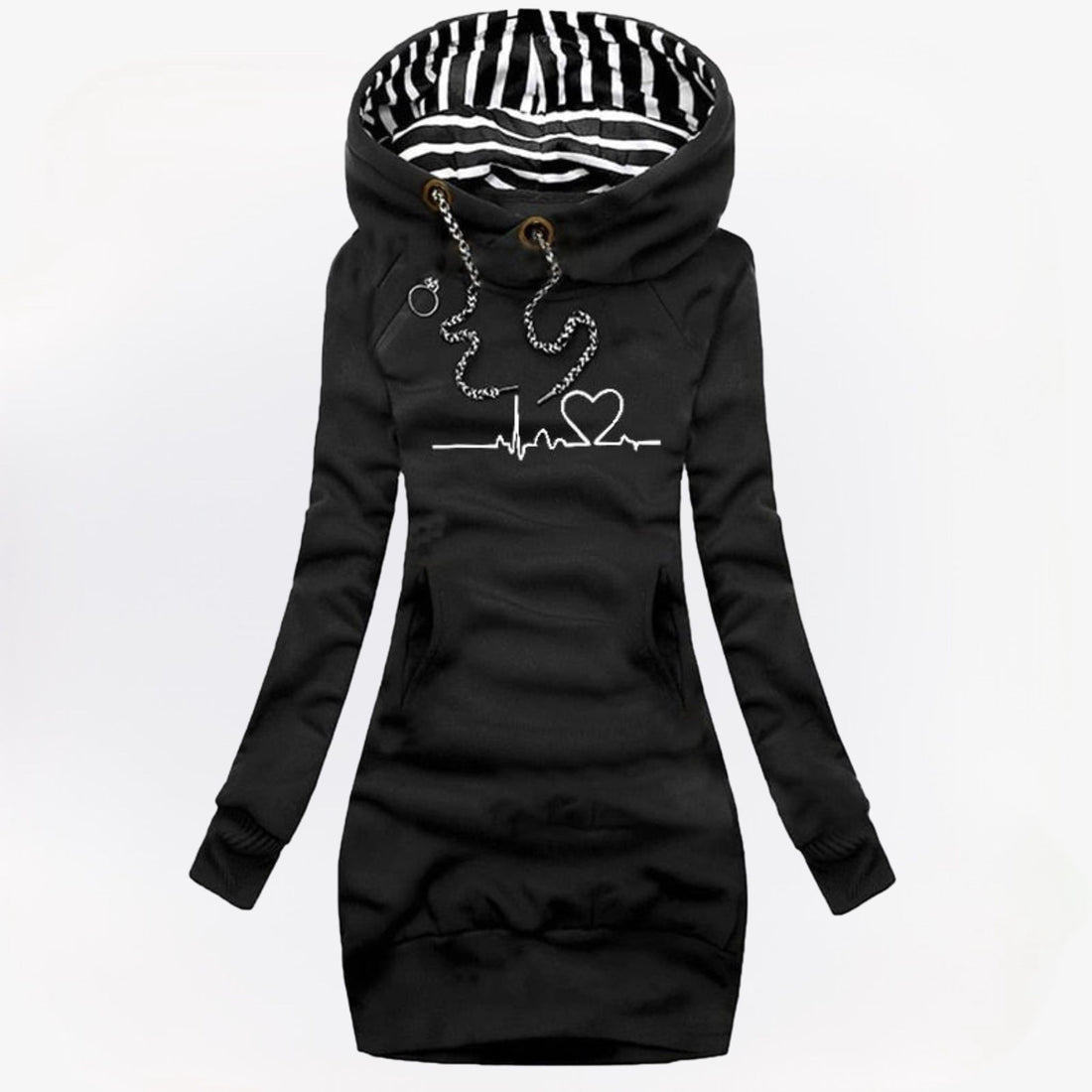 Lillian lange hoodie jurk Heartbeat voor dames in diverse kleuren – zachte stof, comfortabele pasvorm en casual, trendy stijl.