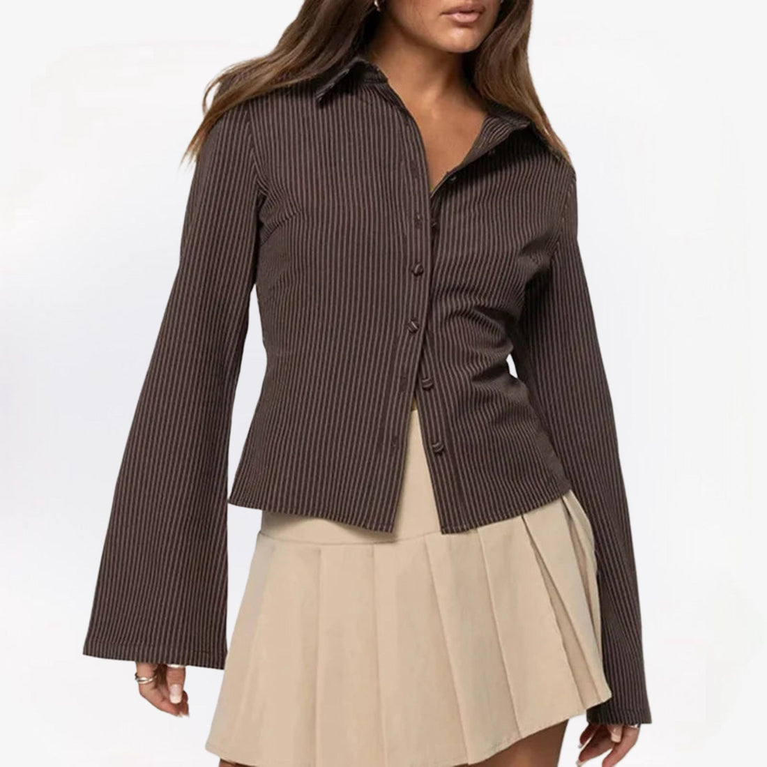 Livia elegante retro blouse voor dames – slim-fit blouse met flared mouwen, zachte stof en tijdloos ontwerp, perfect voor casual en chique gelegenheden.