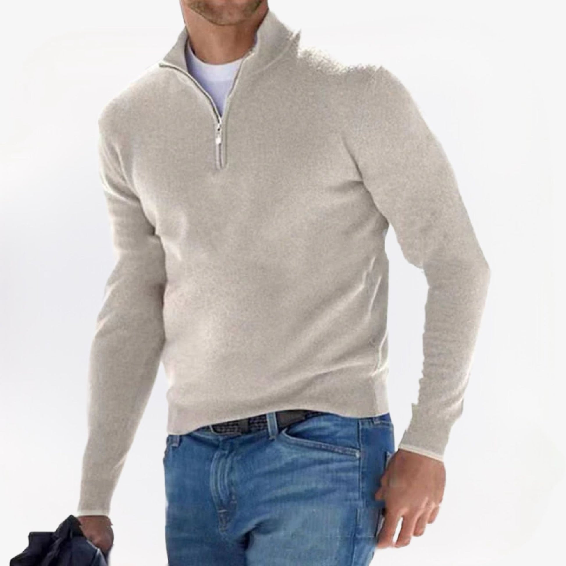 Heren Merino trui van Hugo – luxe wollen trui met V-hals en rits, ademend, warm en stijlvol voor zowel casual als zakelijke outfits.
