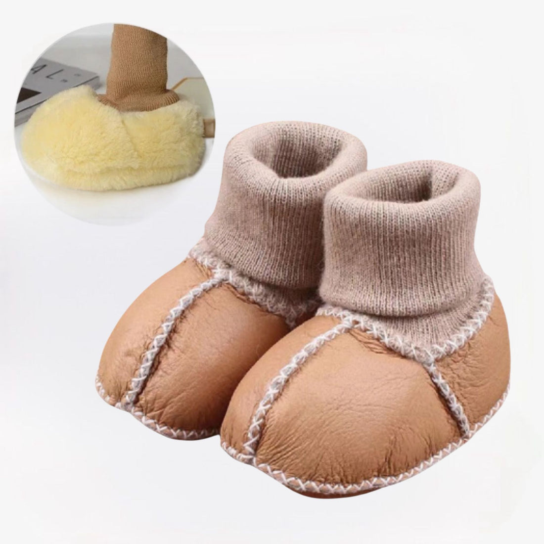 MiniKicks warme en knusse baby slofjes – zachte, gevoerde stof en comfortabele pasvorm voor kleine voetjes.