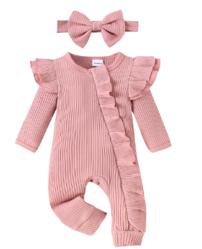 Lina Ruffle babypak – zachte jumpsuit voor baby’s met speelse ruches en comfortabele pasvorm, ideaal voor dagelijks gebruik en speciale gelegenheden.