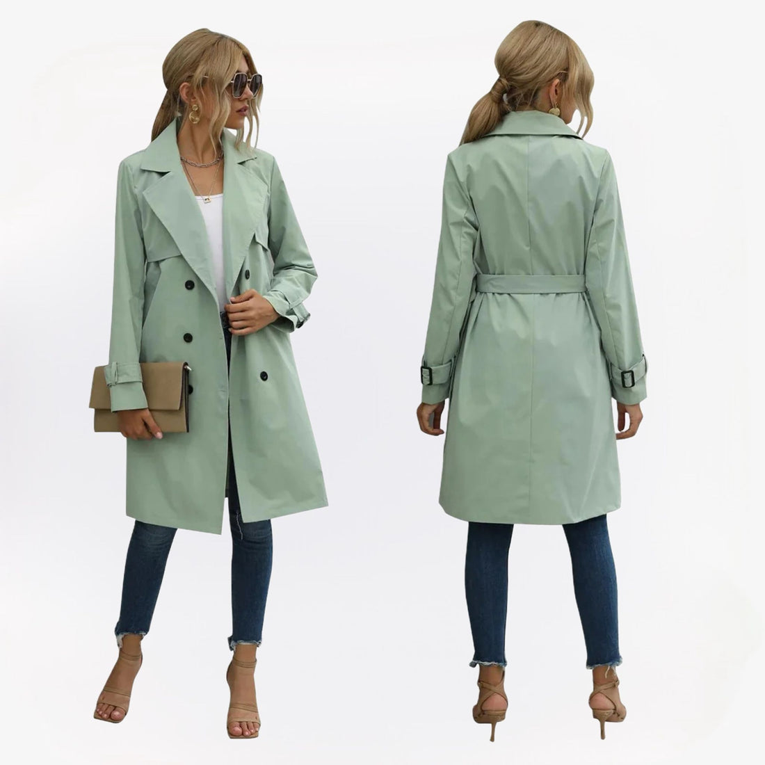 Stijlvolle dames trenchcoat jas met tijdloos ontwerp en verfijnde details.