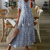 Dames Maxi Jurk met Bloemenprint en V-Hals