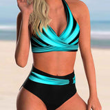 Dames Bikini met Overslagtop en Hoge Taille