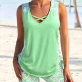 Dames Tankini met Bedrukte Details en Zwemshort