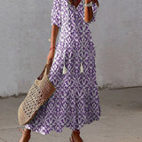 Dames Maxi Jurk met Bloemenprint en V-Hals