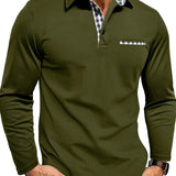 Poloshirt met lange mouwen en ruitdetails voor heren
