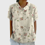 Dames blouse met bloemenprint en korte mouwen