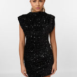 Glitter Mini Jurk met Hoge Hals