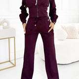 Tweedelige Lounge Set met Ritsvest en Wijde Broek