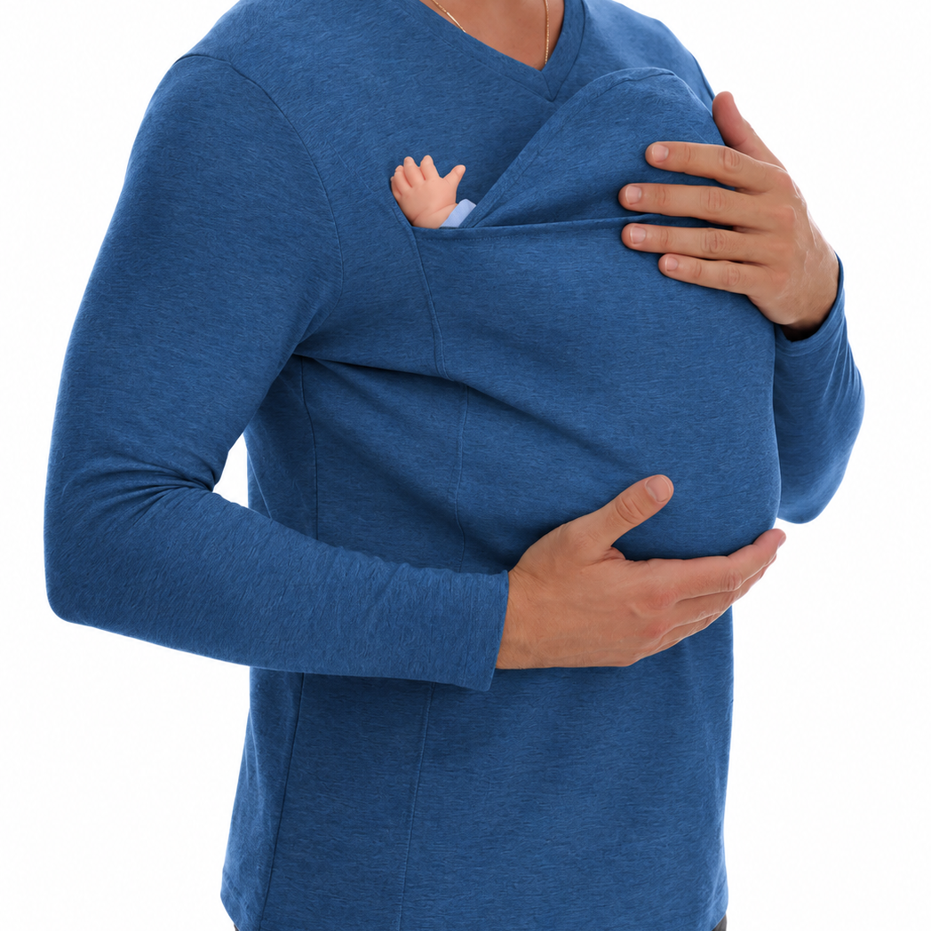 T-Shirt met Geïntegreerde Babydragerzak en Lange Mouwen