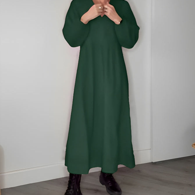 Maxi Jurk met V-Hals en Lange Mouwen