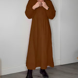 Maxi Jurk met V-Hals en Lange Mouwen