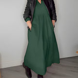 Maxi Jurk met V-Hals en Lange Mouwen