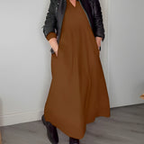 Maxi Jurk met V-Hals en Lange Mouwen