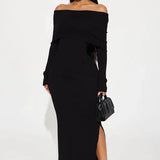 Off-Shoulder Maxi Jurk met Split