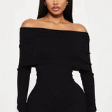 Off-Shoulder Maxi Jurk met Split