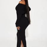 Off-Shoulder Maxi Jurk met Split