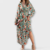Dames Maxi Jurk met Bloemenprint en V-Hals